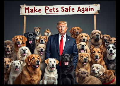 Make Pets Safe Again – Trump with Adorable Dog Breeds Patriotic Poster